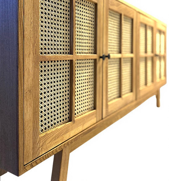 Süreyya Masif Ahşap Bambu Örgülü Pure Konsol