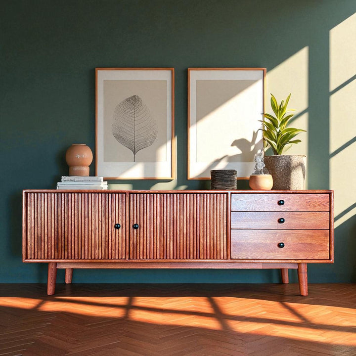 Mazhar V1 Masif Ahşap Mahogany Tv Ünitesi