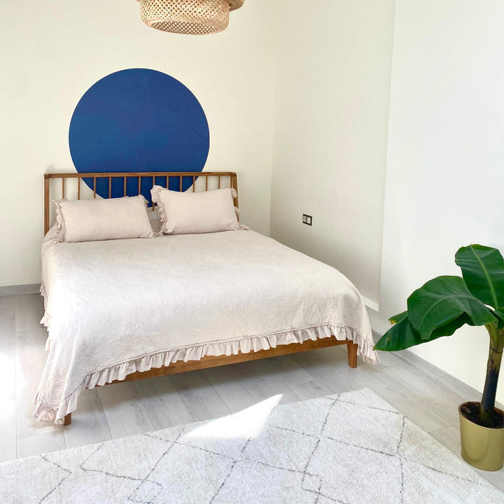 Pole Solid Wood Natural Bed Frame
