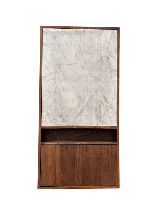 Şazimet Masif Ahşap Cocoa Orta Sehpa - Carrara White Mermerli