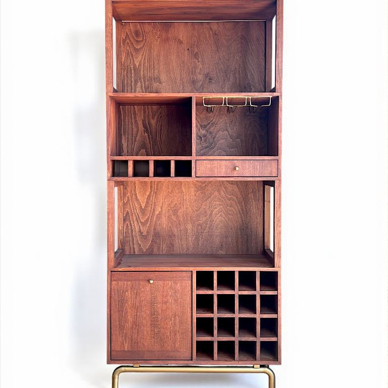 Saki Masif Ahşap Arabica İçki Dolabı