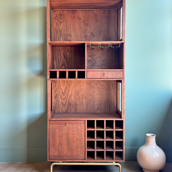 Saki Masif Ahşap Arabica İçki Dolabı